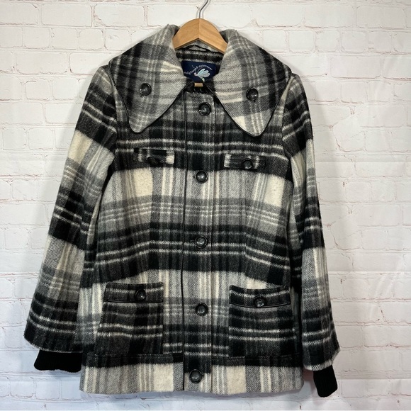 Green With Envy Coat Womens Large Black Wool Blend Jacket Lined Pockets Buttons - Picture 1 of 14